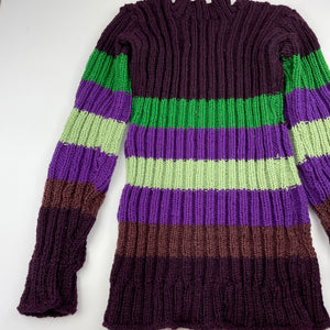 unisex hand made, knitted sweater / jumper, L: 55cm, shoulder to cuff: 53cm, armpit to armpit: 34cm unstretched, GUC, size 10-12,  
