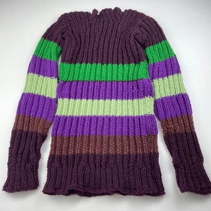 unisex hand made, knitted sweater / jumper, L: 55cm, shoulder to cuff: 53cm, armpit to armpit: 34cm unstretched, GUC, size 10-12,  