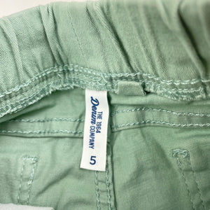 Girls 1964 Denim Co, green stretch cotton pants, elasticated, Inside leg: 43.5cm, EUC, size 5,  