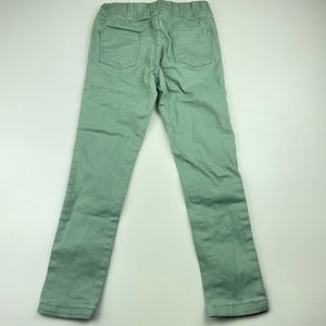 Girls 1964 Denim Co, green stretch cotton pants, elasticated, Inside leg: 43.5cm, EUC, size 5,  