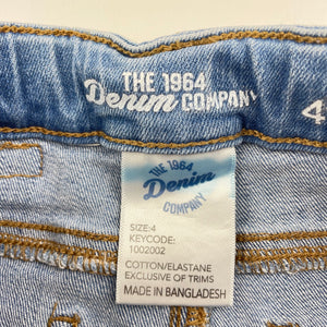 Girls 1964 Denim Co, distressed stretch denim jeans, adjustable, Inside leg: 45.5cm, FUC, size 4,  