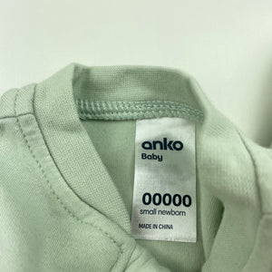 unisex Anko, green cotton zip coverall / romper, EUC, size 00000,  