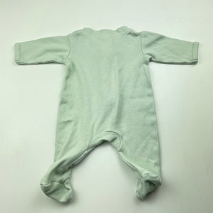 unisex Anko, green cotton zip coverall / romper, EUC, size 00000,  