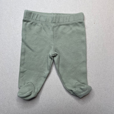 unisex Anko, green cotton footed leggings / bottoms, EUC, size 00000,  
