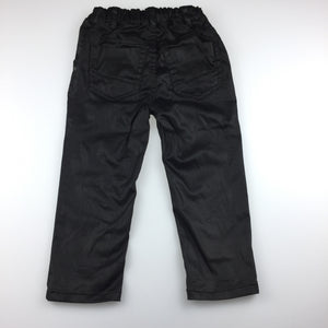 Girls Petit Lem, black shiny stretch cotton pants, elasticated, EUC, size 1-2