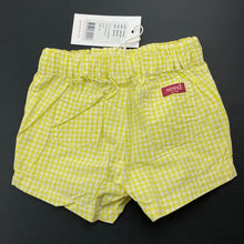 Load image into Gallery viewer, Girls Seed, yellow check lightweight cotton shorts, elasticated, NEW, size 00,  
