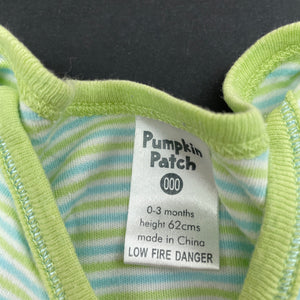 unisex Pumpkin Patch, striped cotton bodysuit / romper, GUC, size 000,  