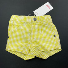 Load image into Gallery viewer, Girls Seed, yellow check lightweight cotton shorts, elasticated, NEW, size 000,  