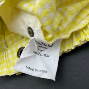 Girls Seed, yellow check lightweight cotton shorts, elasticated, NEW, size 000,  