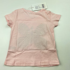 Girls Seed, pink cotton t-shirt / top, butterfly, NEW, size 00,  