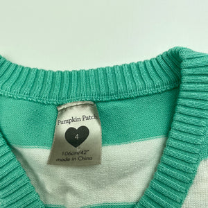 Girls Pumpkin Patch, green stripe lightweight knit top, EUC, size 4,  