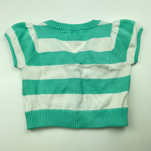 Girls Pumpkin Patch, green stripe lightweight knit top, EUC, size 4,  