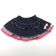 Load image into Gallery viewer, Girls Target, cute tiered denim cotton skirt, elasticated, GUC, size 00