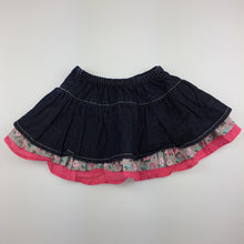 Load image into Gallery viewer, Girls Target, cute tiered denim cotton skirt, elasticated, GUC, size 00