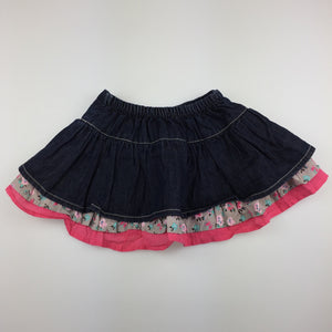 Girls Target, cute tiered denim cotton skirt, elasticated, GUC, size 00