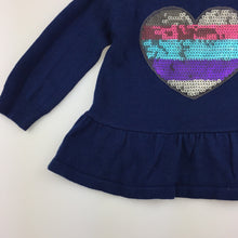 Load image into Gallery viewer, Girls Kidtopia, navy knit long sleeve tunic top, sequins, GUC, size 6 months