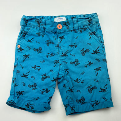 Boys Pumpkin Patch, blue cotton shorts, adjustable, discolouration, FUC, size 0,  