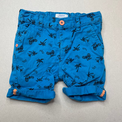 Boys Pumpkin Patch, blue cotton shorts, adjustable, FUC, size 1,  
