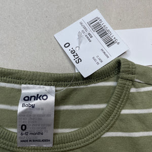 Boys Anko, green cotton t-shirt / top, boat, NEW, size 0,  