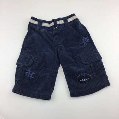 Boys Target, cotton corduroy cargo pants, elasticated, GUC, size 000