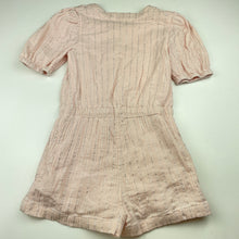 Load image into Gallery viewer, Girls Country Road, cotton lined pink &amp; silver playsuit, EUC, size 6,  