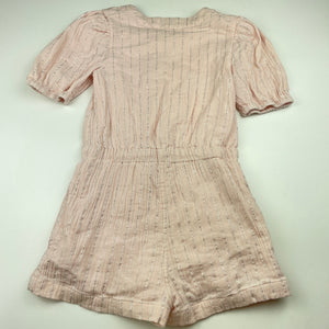 Girls Country Road, cotton lined pink & silver playsuit, EUC, size 6,  