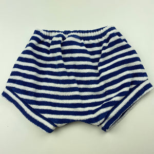 unisex Seed, blue & white stripe terry shorts, elasticated, GUC, size 0000,  