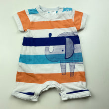 Load image into Gallery viewer, unisex 4 Baby, stretchy striped romper, elephant, EUC, size 0000,  