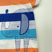 Load image into Gallery viewer, unisex 4 Baby, stretchy striped romper, elephant, EUC, size 0000,  