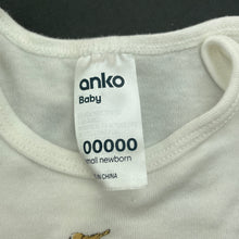 Load image into Gallery viewer, unisex Anko, white cotton bodysuit / romper, EUC, size 00000,  