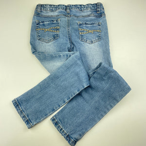 Girls Pumpkin Patch, blue stretch denim jeans, adjustable, Inside leg: 50cm, FUC, size 6,  