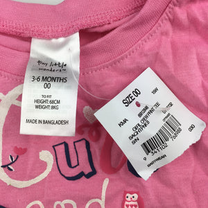 Girls Tiny Little Wonders, pink cotton long sleeve t-shirt / top, NEW, size 00