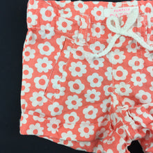 Load image into Gallery viewer, Girls Pumpkin Patch, lightweight floral cotton shorts, adjustable, EUC, size 000