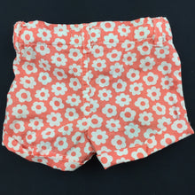 Load image into Gallery viewer, Girls Pumpkin Patch, lightweight floral cotton shorts, adjustable, EUC, size 000