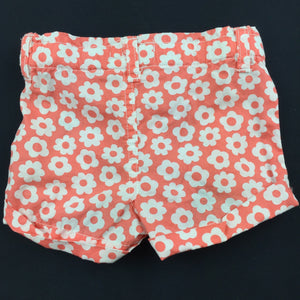 Girls Pumpkin Patch, lightweight floral cotton shorts, adjustable, EUC, size 000