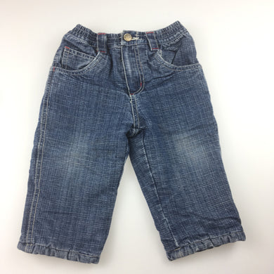 Boys Pumpkin Patch, cotton lined denim jeans, elasticated waist, GUC, size 0