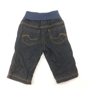 Boys Esprit, cotton lined denim jeans, elasticated waist, EUC, size 6 months