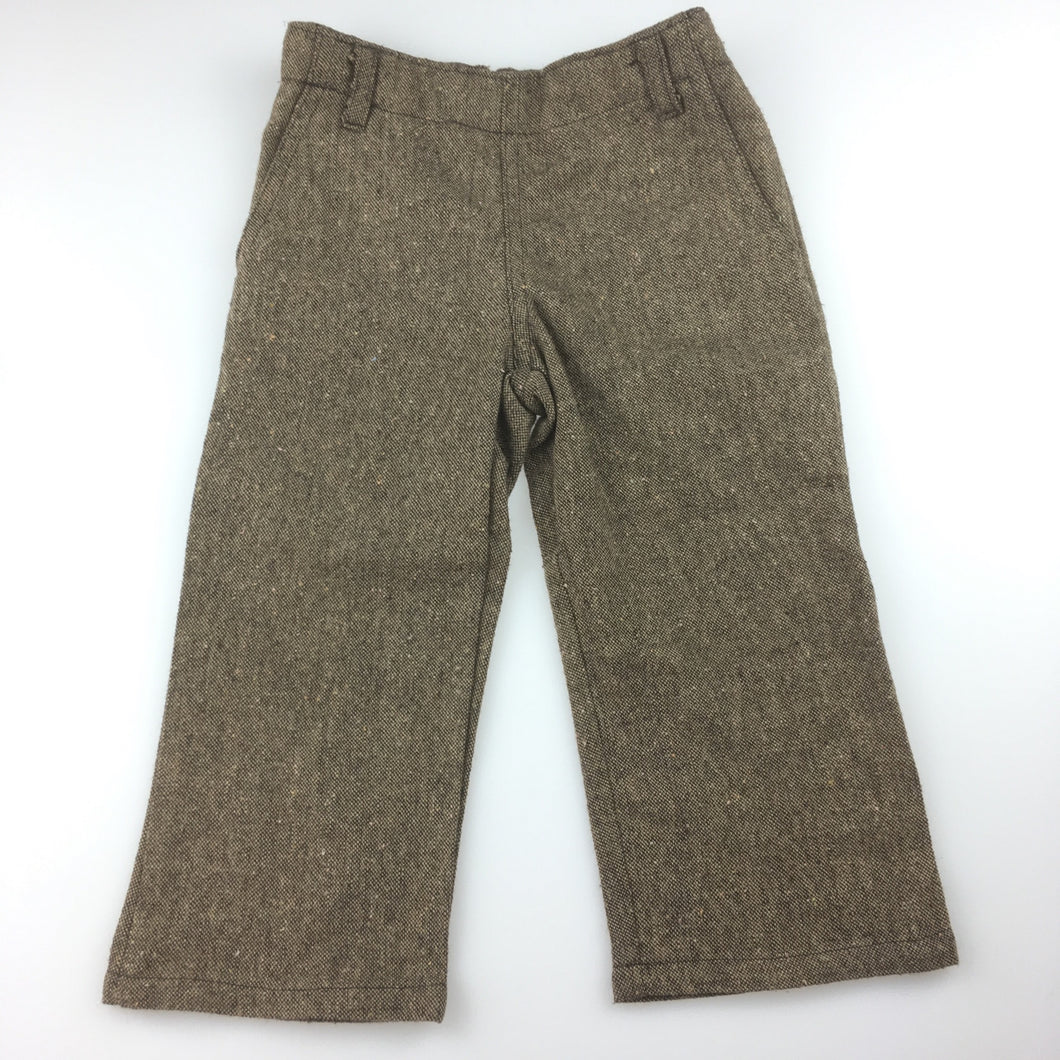 Girls Oobi, brown tweed pants, adjustable waist, side zip, GUC, size 1