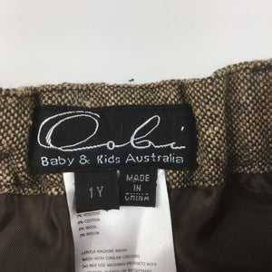 Girls Oobi, brown tweed pants, adjustable waist, side zip, GUC, size 1