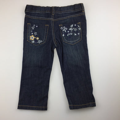 Girls Mother Care, embroidered dark deni jeans, adjustable, GUC, size 1