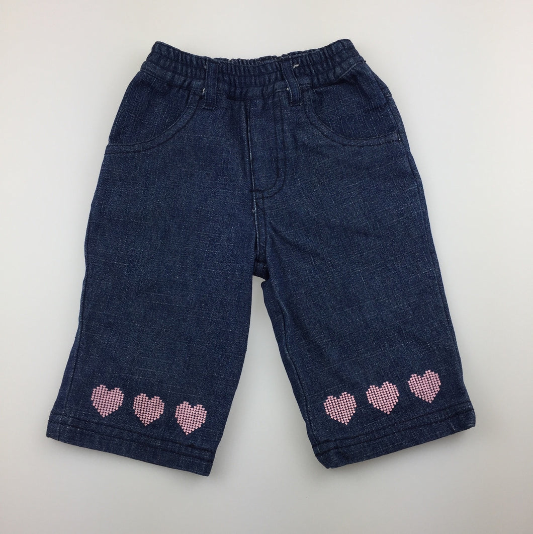 Girls Minipie, blue denim jeans, elasticated, GUC, size 00