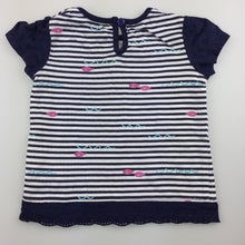 Load image into Gallery viewer, Girls Early Days, navy &amp; white stripe cotton t-shirt / top, GUC, size 00