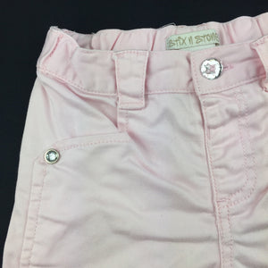 Girls Stix n Stones, pink stretch cotton shorts, elasticated, FUC, size 1