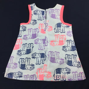 Girls Mango, lined cotton elephant print dress, EUC, size 0