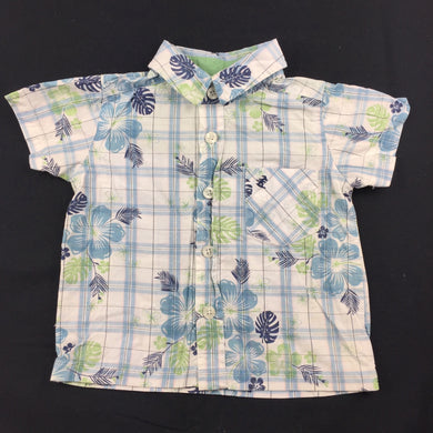 Boys Target, lightweight cotton foral short sleeve shirt, GUC, size 00