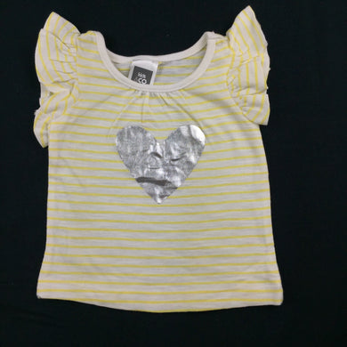 Girls Kids & Co Baby, lightweight cotton t-shirt / top, heart, EUC, size 0000