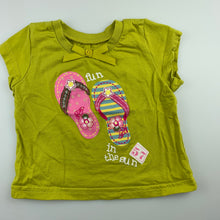 Load image into Gallery viewer, Girls Woolworths, green cotton t-shirt / top, sandals, GUC, size 00