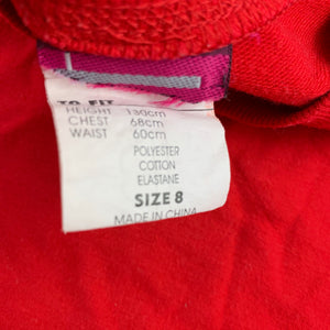 Girls princess, red long-line short sleeve lightweight sweater, FUC, size 8