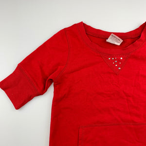 Girls princess, red long-line short sleeve lightweight sweater, FUC, size 8