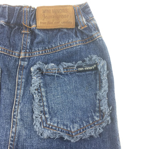 Girls Mini Minors, blue denim skirt, elasticated waist, GUC, size 5